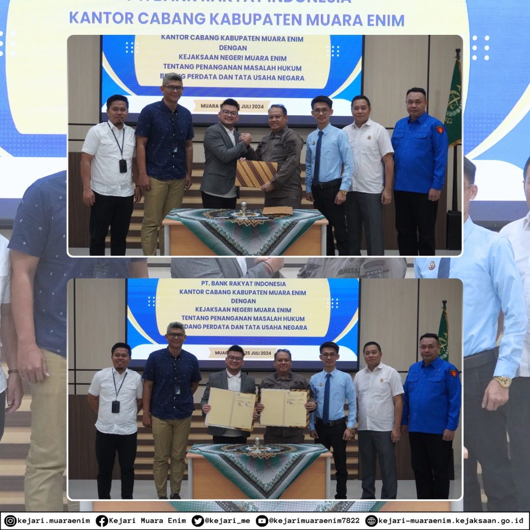 Kejaksaan Negeri Dengan BRI Cabang Muara Enim Tanda Tangani MoU Bidang DATUN