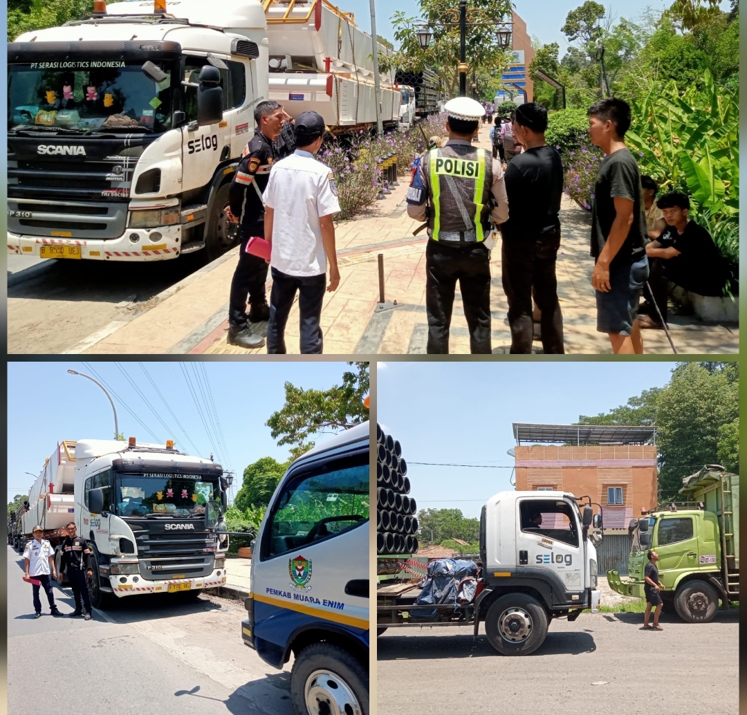 Dishub Muara Enim Tindak Tegas Mobil Besar Yang Parkir di Tugu Masuk Kota